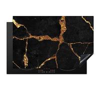 KitchenYeah© Induction Hob Cover Protector Mat 20.5"x31.5" / 80x52 cm Kitchen Universal Ceramic Covers for Electric Cookers Vinyl Marble - Gold - Black - Marble Look - Glitter