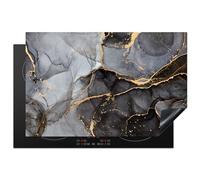 KitchenYeah© Induction Hob Cover Protector Mat 20.5"x31.9" / 81x52 cm Kitchen Universal Ceramic Covers for Electric Cookers Vinyl Marble - Abstract - Gold - Grey