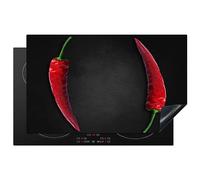 KitchenYeah© Induction Hob Cover Protector Mat 20.5"x33.5" / 85x52 cm Kitchen Universal Ceramic Covers for Electric Cookers Vinyl Red Pepper - Spice - Black