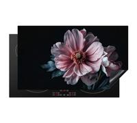 KitchenYeah© Induction Hob Cover Protector Mat 20.5"x35.4" / 90x52 cm Kitchen Universal Ceramic Covers for Electric Cookers Vinyl Flower - Pink - Botanical - Black - Still Life - Nature