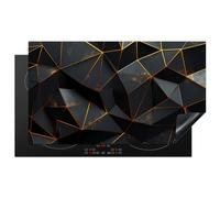 KitchenYeah© Induction Hob Cover Protector Mat 20.5"x35.4" / 90x52 cm Kitchen Universal Ceramic Covers for Electric Cookers Vinyl Black - Pattern - Gold - Texture