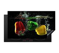 KitchenYeah© Induction Hob Cover Protector Mat 20.5"x35.9" / 91.2x52 cm Kitchen Universal Ceramic Covers for Electric Cookers Vinyl Pepper - Vegetable - Water - Black - Red