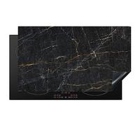 KitchenYeah© Induction Hob Cover Protector Mat 20.5"x35.9" / 91.2x52 cm Kitchen Universal Ceramic Covers for Electric Cookers Vinyl Marble - Black - Gold - Grey - Marble Texture