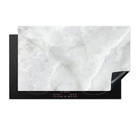 KitchenYeah© Induction Hob Cover Protector Mat 20.5"x35.9" / 91.2x52 cm Kitchen Universal Ceramic Covers for Electric Cookers Vinyl Marble - White - Patterns - Stone - Marble Look