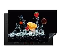 KitchenYeah© Induction Hob Cover Protector Mat 20.8"x32.1" / 81.6x52.7 cm Kitchen Universal Ceramic Covers for Electric Cookers Vinyl Water - Fruit - Orange - Strawberry - Cherry - Black