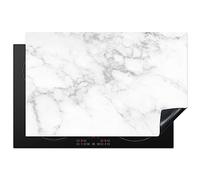 KitchenYeah© Induction Hob Cover Protector Mat 20.8"x32.1" / 81.6x52.7 cm Kitchen Universal Ceramic Covers for Electric Cookers Vinyl Marble - Grey - White - Marble Structure