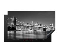 KitchenYeah© Induction Hob Cover Protector Mat 20.8"x36" / 91.6x52.7 cm Kitchen Universal Ceramic Covers for Electric Cookers Vinyl New York - Bridge - Brooklyn - White - Architecture