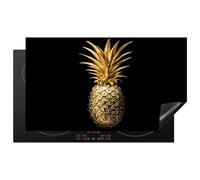 KitchenYeah© Induction Hob Cover Protector Mat 20.8"x36" / 91.6x52.7 cm Kitchen Universal Ceramic Covers for Electric Cookers Vinyl Pineapple - Black - Gold - Luxe