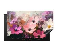 KitchenYeah© Induction Hob Cover Protector Mat Ceramic Vinyl | 20.1"x35.4" / 90x51 cm Kitchen Covers for Electric Cookers Roll Up Non Slip Liner Flowers - Colourful - Flowering