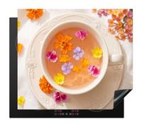 KitchenYeah© Induction Hob Cover Protector Mat Ceramic Vinyl | 20.5"x23.6" / 60x52 cm Kitchen Covers for Electric Cookers Roll Up Non Slip Liner Flowers - Head - Nature