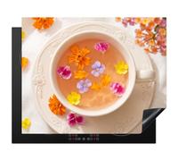 KitchenYeah© Induction Hob Cover Protector Mat Ceramic Vinyl | 20.5"x25.6" / 65x52 cm Kitchen Covers for Electric Cookers Roll Up Non Slip Liner Flowers - Head - Nature
