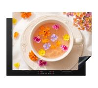 KitchenYeah© Induction Hob Cover Protector Mat Ceramic Vinyl | 20.5"x28" / 71x52 cm Kitchen Covers for Electric Cookers Roll Up Non Slip Liner Flowers - Head - Nature - Colorful