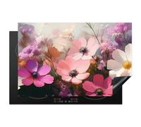 KitchenYeah© Induction Hob Cover Protector Mat Ceramic Vinyl | 20.5"x32.7" / 83x52 cm Kitchen Covers for Electric Cookers Roll Up Non Slip Liner Flowers - Colourful - Flowering