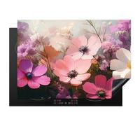 KitchenYeah© Induction Hob Cover Protector Mat Ceramic Vinyl | 20.7"x28.0" / 71x52.7 cm Kitchen Covers for Electric Cookers Roll Up Non Slip Liner Flowers - Colourful - Flowering