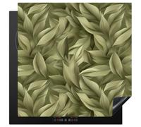 KitchenYeah© Induction Hob Cover Protector Mat Ceramic Vinyl | 23.6"x23.6" / 60x60 cm Kitchen Covers for Electric Cookers Roll Up Non Slip Liner Leaves - Modern - Green