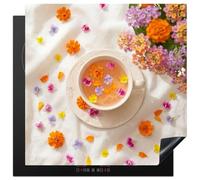 KitchenYeah© Induction Hob Cover Protector Mat Ceramic Vinyl | 30.7"x30.7" / 78x78 cm Kitchen Covers for Electric Cookers Roll Up Non Slip Liner Flowers - Head - Nature