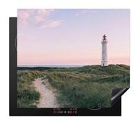 KitchenYeah© Induction Hob Cover Protector Mat Kitchen Universal Ceramic | 20.1"x23.2" / 59x51 cm - Covers for Electric Cookers Vinyl Lighthouse - Dune landscape - Sea