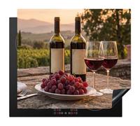 KitchenYeah© Induction Hob Cover Protector Mat Kitchen Universal Ceramic | 20.1"x23.2" / 59x51 cm - Covers for Electric Cookers Vinyl Wine - Glasses - Grapes - Vineyard