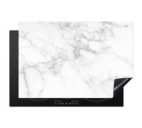 KitchenYeah© Induction Hob Cover Protector Mat Kitchen Universal Ceramic | 20.1"x30.3" / 77x51 cm - Covers for Electric Cookers Vinyl Marble - Grey - White - Structure