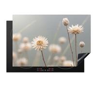 KitchenYeah© Induction Hob Cover Protector Mat Kitchen Universal Ceramic | 20.1"x30.3" / 77x51 cm - Covers for Electric Cookers Vinyl Straw Flowers - White - Daylight