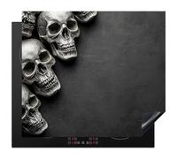 KitchenYeah© Induction Hob Cover Protector Mat Kitchen Universal Ceramic | 20.5"x23.6" / 60x52 cm - Covers for Electric Cookers Vinyl Skeleton - Skulls - Black