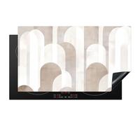 KitchenYeah© Induction Hob Cover Protector Mat Kitchen Universal Ceramic | 20.5"x35.4" / 90x52 cm - Covers for Electric Cookers Vinyl Abstract arches - Modern - Beige