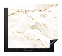 KitchenYeah© Induction Hob Protector Mat 20.1"x23.2" / 59x51 cm Cooker Top Protectors Cover Ceramic Covers Electric Hobs Vinyl Marble - Limestone - Gold - Luxe - Marble Look - White