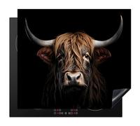 KitchenYeah© Induction Hob Protector Mat 20.1"x23.2" / 59x51 cm Cooker Top Protectors Cover Ceramic Covers Electric Hobs Vinyl Scottish Highlander - Portrait - Black - Animal