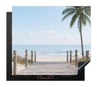 KitchenYeah© Induction Hob Protector Mat 20.1"x23.2" / 59x51 cm Cooker Top Protectors Cover Ceramic Covers Electric Hobs Vinyl Palm Trees - Path - Horizon