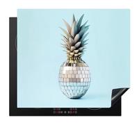 KitchenYeah© Induction Hob Protector Mat 20.1"x23.2" / 59x51 cm Cooker Top Protectors Cover Ceramic Covers Electric Hobs Vinyl Blue - Pineapple - Disco