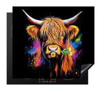 KitchenYeah© Induction Hob Protector Mat 20.1"x23.2" / 59x51 cm Cooker Top Protectors Cover Ceramic Covers Electric Hobs Vinyl Scottish Highlander - Graffiti - Colourful - Flower - Animals