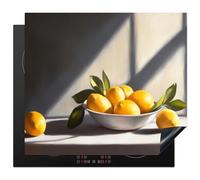 KitchenYeah© Induction Hob Protector Mat 20.1"x23.2" / 59x51 cm Stove Cap Top Cover Kitchen Cooker Covers for Electric Hobs Vinyl Lemons - Still Life - Yellow