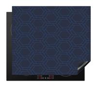 KitchenYeah© Induction Hob Protector Mat 20.1"x23.2" / 59x51 cm Stove Cap Top Cover Kitchen Cooker Covers for Electric Hobs Vinyl Hexagon - Pattern - Blue