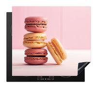 KitchenYeah© Induction Hob Protector Mat 20.1"x23.2" / 59x51 cm Stove Cap Top Cover Kitchen Cooker Covers for Electric Hobs Vinyl Macaroons - Colourful - Paris