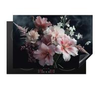 KitchenYeah© Induction Hob Protector Mat 20.1"x30.3" / 77x51 cm Cooker Top Protectors Cover Ceramic Covers Electric Hobs Vinyl Flowers - Pink - Vapour - Plants