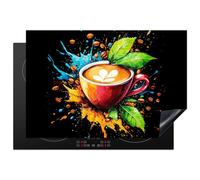 KitchenYeah© Induction Hob Protector Mat 20.1"x30.3" / 77x51 cm Cooker Top Protectors Cover Ceramic Covers Electric Hobs Vinyl Coffee - Graffiti - Drink - Abstract