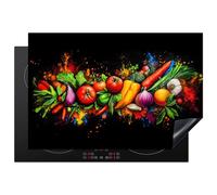 KitchenYeah© Induction Hob Protector Mat 20.1"x30.3" / 77x51 cm Cooker Top Protectors Cover Ceramic Covers Electric Hobs Vinyl Vegetables - Food - Herbs - Graffiti - Cooking