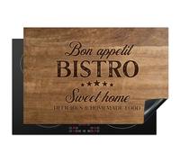 KitchenYeah© Induction Hob Protector Mat 20.1"x30.3" / 77x51 cm Stove Cap Top Cover Kitchen Cooker Covers for Electric Hobs Vinyl Quote - Bistro - Bon Appetit - Sweet Home - Wood Texture