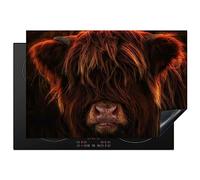 KitchenYeah© Induction Hob Protector Mat 20.1"x30.3" / 77x51 cm Stove Cap Top Cover Kitchen Cooker Covers for Electric Hobs Vinyl Scottish Highlander - Cow - Portrait - Animals