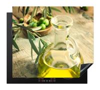 KitchenYeah© Induction Hob Protector Mat 20.2"x22.9" / 58.3x51.3 cm Cooker Top Protectors Cover Ceramic Covers Electric Hobs Vinyl Jug - Glass - Wood - Green