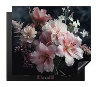 KitchenYeah© Induction Hob Protector Mat 20.2"x22.9" / 58.3x51.3 cm Cooker Top Protectors Cover Ceramic Covers Electric Hobs Vinyl Flowers - Pink - Vapour - Plants