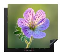 KitchenYeah© Induction Hob Protector Mat 20.2"x22.9" / 58.3x51.3 cm Stove Cap Top Cover Kitchen Cooker Covers for Electric Hobs Vinyl Flower - Close Up - Purple