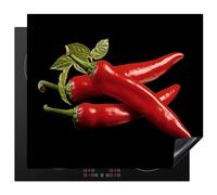 KitchenYeah© Induction Hob Protector Mat 20.3"x22.7" / 57.6x51.6 cm Cooker Top Protectors Cover Ceramic Covers Electric Hobs Vinyl Red Pepper - Red - Herbs - Spices - Black