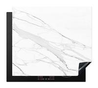 KitchenYeah© Induction Hob Protector Mat 20.3"x22.7" / 57.6x51.6 cm Cooker Top Protectors Cover Ceramic Covers Electric Hobs Vinyl Marble - White - Line - Patterns - Luxe - Marble Look