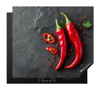 KitchenYeah© Induction Hob Protector Mat 20.3"x22.7" / 57.6x51.6 cm Stove Cap Top Cover Kitchen Cooker Covers for Electric Hobs Vinyl Red Pepper - Concrete - Chilies - Vegetables