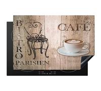 KitchenYeah© Induction Hob Protector Mat 20.3"x29.9" / 76x51.5 cm Cooker Top Protectors Cover Ceramic Covers Electric Hobs Vinyl Bistro Parisien - Café - Coffee - Vintage