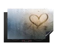 KitchenYeah© Induction Hob Protector Mat 20.3"x29.9" / 76x51.5 cm Cooker Top Protectors Cover Ceramic Covers Electric Hobs Vinyl Heart - Condensation - Water - 3D