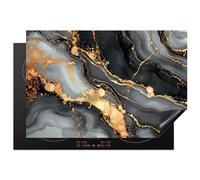 KitchenYeah© Induction Hob Protector Mat 20.3"x29.9" / 76x51.5 cm Stove Cap Top Cover Kitchen Cooker Covers for Electric Hobs Vinyl Marble - Gold - Grey - Black - Texture