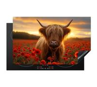 KitchenYeah© Induction Hob Protector Mat 20.3"x32.7" / 83x51.5 cm Cooker Top Protectors Cover Ceramic Covers Electric Hobs Vinyl Highlander - Roses - Field of Flowers - Sunset