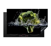 KitchenYeah© Induction Hob Protector Mat 20.3"x32.7" / 83x51.5 cm Cooker Top Protectors Cover Ceramic Covers Electric Hobs Vinyl Broccoli - Green - Water - Black
